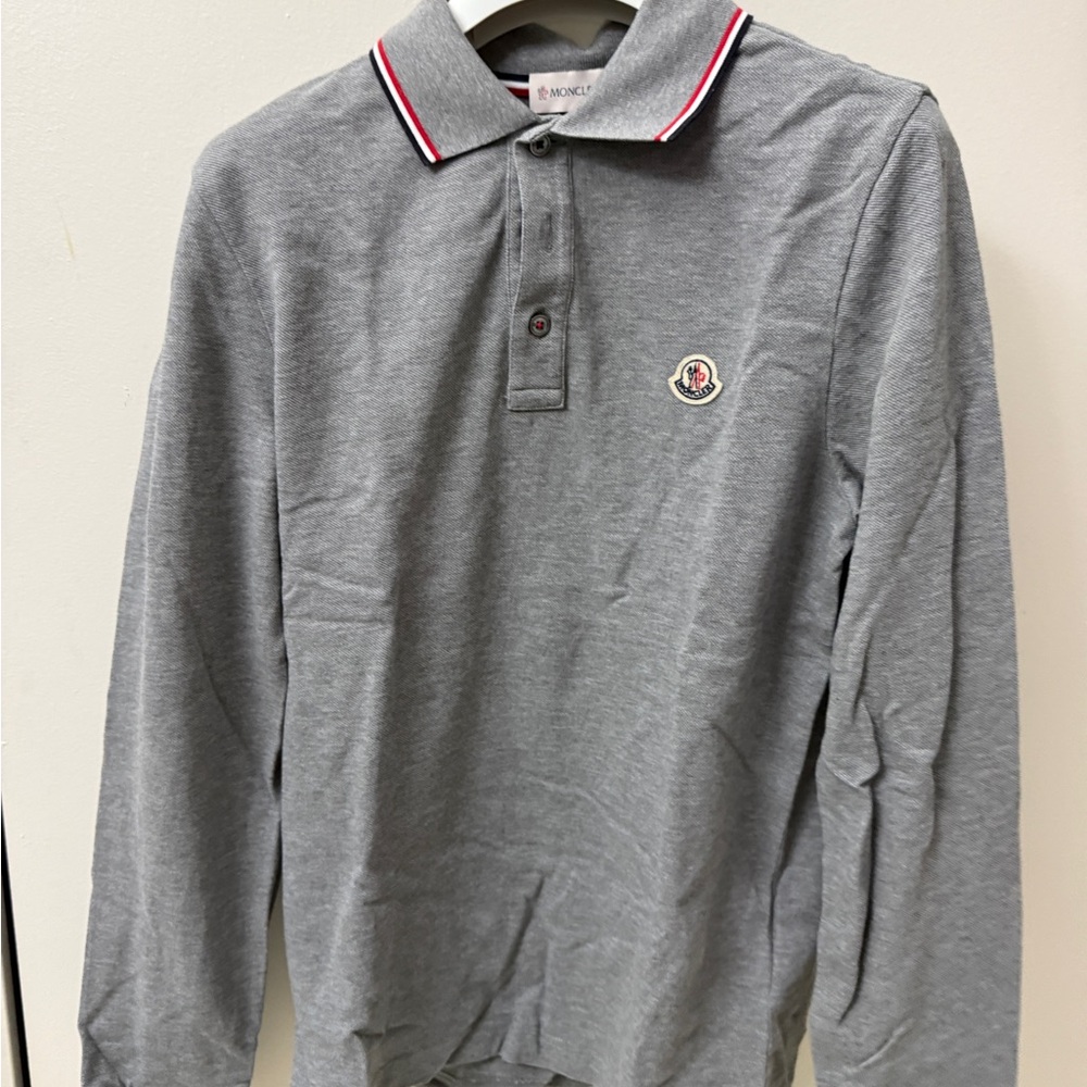Moncler Classic Gray Long Sleeve Polo
